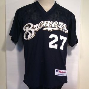 Majestic Brewers number 27 Pecen Men’s Jersey size Medium